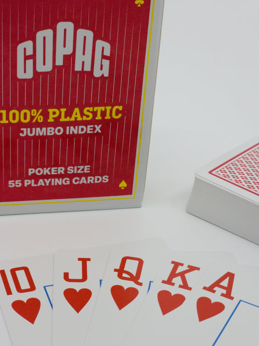 Cartes à jouer Copag, 100% plastique - Index Jumbo - Rouge